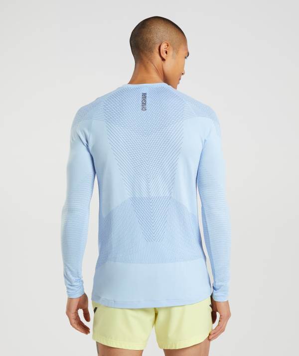 Panske Mikiny Gymshark Apex Seamless Long Sleeve Modre / Modre | NQ3549681